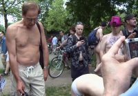 World Naked Bike Ride, London 2018. Ending at Wellington Arch