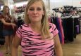 Blonde teen flashes her big tits in public