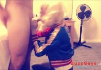 Suicide Squad Harley Quinn crossdresser suck and swallow