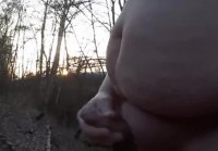 Fat gay man masturbates outdoors alone