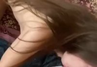 The girl experimented with throat blowjob and gave it to her pussy