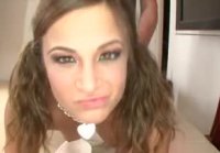 Beauty with pigtails fucked and ate cream