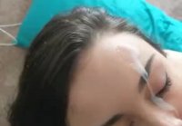 Big ees babe gets cock facial