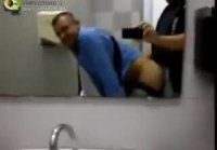 Fucks a man in the toilet and takes off