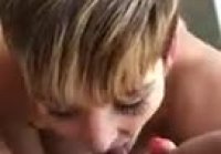 Short hair woman blowjob home cam cumshot