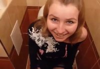 Russian girl in stocking fuck in toilet