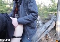 Fucking in the woods with a russian girl