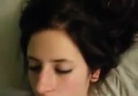 Handjob and cum on face while sleeping