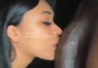 The whore nobly kisses the black owner's dick