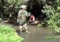 Naked soldiers on the river