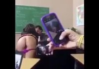 A chick without panties is talking to the teacher, and the people are filming