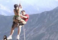 Climbers fuck suspended