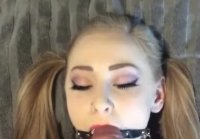 Blowjob bdsm with cum on gag