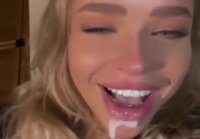 Cum in girlfriends mouth at a party in the presence of friends