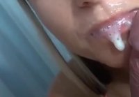 Cums from wife's tongue