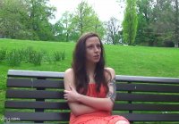 Girl walks naked in the park